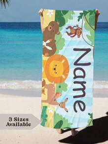 1 Stück personalisierbar Strandtuch, erhältlich in verschiedenen Schriftarten und Farben, Dschungeltier Muster, ultra-weiche Mikrofaser, schnelltrocknend und saugfähig, geeignet für Pool, Badezimmer, Strand, tolles personalisiertes Geschenk für Frauen, Männer, Jugendliche, Mädchen, ideal für Ostern, Muttertag, Geburtstag, Jahrestag