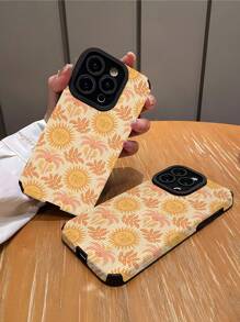 1 pieza Funda de teléfono suave de TPU compatible con Apple 16/16 PLUS/16 PRO/16 PRO MAX, con diseño clásico de rayas verticales y un dibujo lindo de un sol amarillo, resistente a las grietas