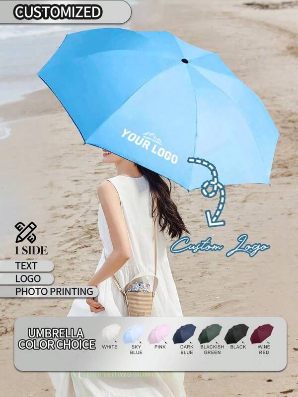 [Mindestbestellmenge 1 Stück] 8 Rippen UV-Schutz Regenschirm | Geschäfts-/Hochzeits-/Urlaubsgeschenk individualisierbar | bedruckbar mit Logo/Text/Bild | automatisch öffnen und schließen Doppelnutzen Regenschirm POD Regenschirm Sommer Kühlung, Strand, Reisen