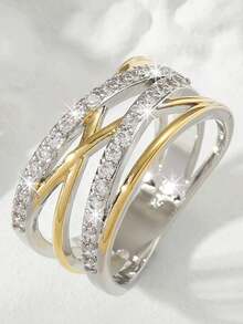 1pc Women Fashion Delicate Line Twist Design Ring - Yellow Gold - View 2