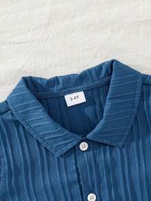 Boy's Fashion Short Sleeve Shirt & Shorts 2pc Set - Royal Blue - View 6