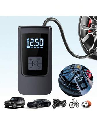 150 psi kabelloser Reifenaufpumper tragbarer Luftkompressor - Kfz-Zubehör, elektrische Autoreifen-Pumpe, wiederaufladbare Batterie mit Schnellaufblasen und Automatik-Stopp, Luftpumpe mit LED-Beleuchtung und Digitalanzeige für Fahrrad/Motorrad/Auto/Ball. Unverzichtbar für das Auto, als Geschenk