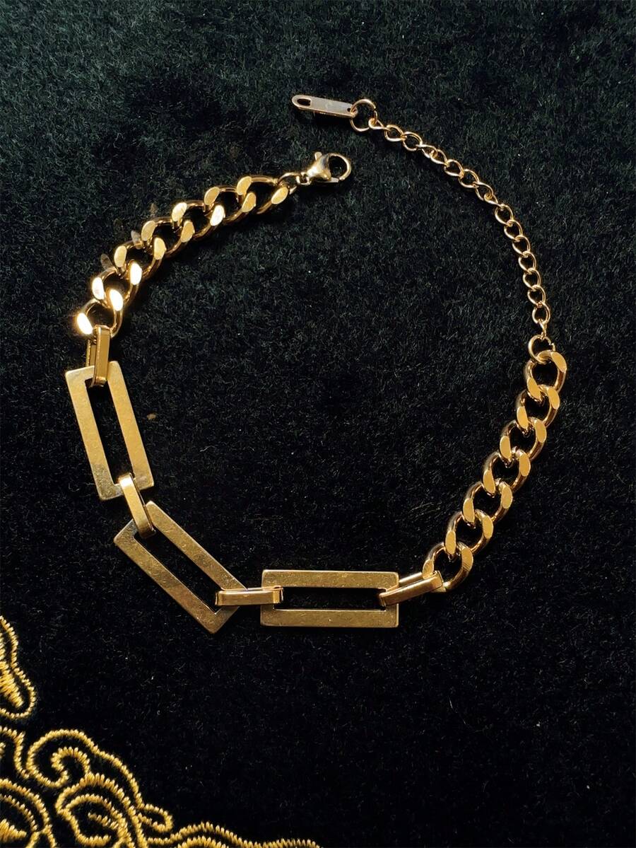 欧美不锈钢简约粗链项链手链首饰套装