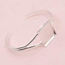 1 pièce Monture de bracelet manchette adaptée pour cabochons carrés de 20 mm et 25 mm, base de réglage couleur argent, accessoires de fabrication de bijoux DIY