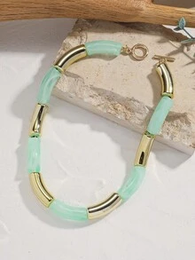 1pc Stylish Luxurious Simple Colorful Resin Bent Tube Necklace, Women Choker Necklace Suitable For Daily Wear And Party - Resin Necklace - View 16