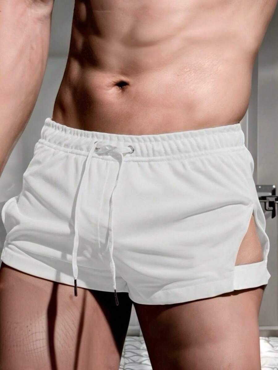 Short Corto con Abertura Lateral y Bolsillo para Hombre - Blanco - Ver 1