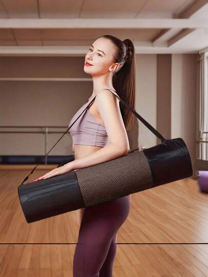 1 pieza Bolso de transporte para esterilla de yoga, Bolso de red para yoga, Bolsa de malla transpirable para almacenamiento, Bolso de yoga portátil, Portador de ejercicio de fitness para el almacenamiento de esterillas de yoga