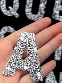 26pcs Sparkling Rhinestone Letter Appliques, Heat Transfer Stickers For Garments, Hats, Jeans, Crafts, New Design, Hot Melt Glue, Iron-On Patches, Embroidery Motifs, DIY Transfers - A Set Of 26 Letters - View 1