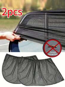 2 piezas Parasol para asiento de coche de bebé, Cortinas para ventana de coche de niño, Parasol de malla negra para ventana lateral del asiento trasero, Diseño transparente y transpirable, No bloquea la visión ni interfiere con el funcionamiento de la ventana, Adecuado para dar sombra y protección contra mosquitos para bebés y niños en automóviles