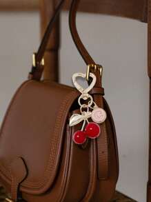 Fashion High Quality Cute Cherry Golden Butterfly Bag Charm- Cherry Key Fashion Backpack Pendant Decoration, Keychain, Bag Charm Alloy Pendant A-Z Letter, Headphone Pendant, Car Charm, Decorative Charm, Cherry Keychain, Bag Accessories, With Clip For Bag, Sparkling Resin & Metal Accessory For Purses And Bags For Women, Backpack Accessories Valentine's Day Anniversary Gift, Birthday Gift Backpack For School