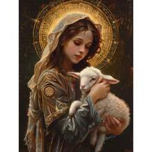 1 pezzo Dipinto su tela vintage di Pasqua con la Vergine Maria e Gesù, opera d'arte per parete, decorazione per la casa, cartellone opzionale con cornice - Multicolore - Visualizzare 36