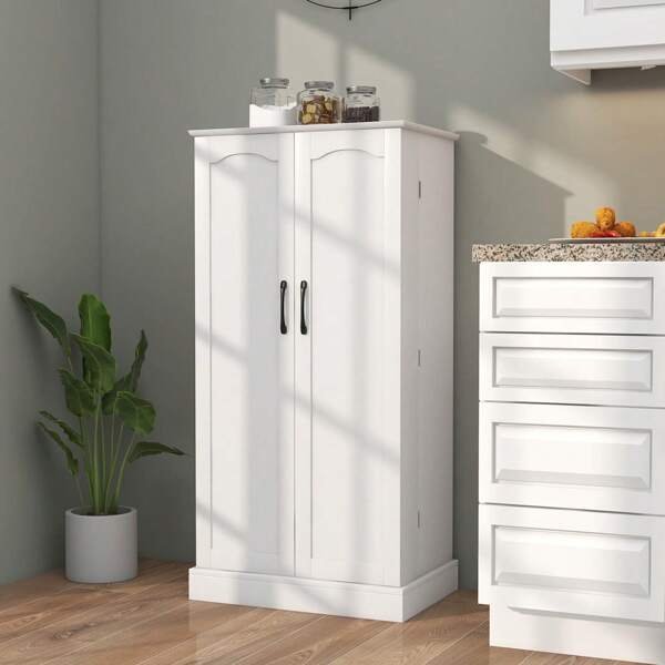 GOFLAME GOFLAME Buffet Cupboards Sideboard, Pantry Cabinet W/Adjustable Shelves & Anti-Tipping Devices, 12 Side Shelves, Wide Countertop, Storage Cabinet For Kitchen, Living Room
