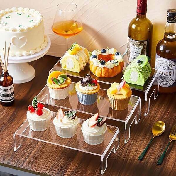 1 set Présentoir à bijoux en forme de U en acrylique, organisateur de boîte aveugle pour cosmétiques et figurines, support pour gâteau et dessert