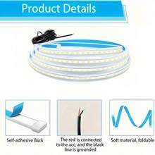 150cm/59in Car Hood Light Strip, Universal 12V Car Hood Light Strip, Soft LED, Suitable For Sedans, SUVs And Trucks - 冰藍色 - 查看 4