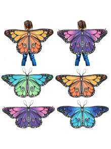 1 Pieza Capa de alas de mariposa para niños, chal de hada, disfraz de pixie para niñas, regalo de disfraz de Halloween