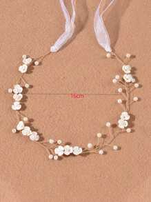 1pc Pearl 3 Petals Flower Handmade Soft Headband, Hair Hoop Accessories For Hairstyles, Wedding Dress Headpiece