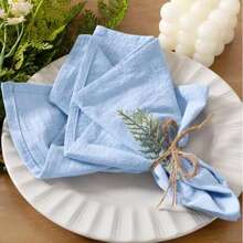 12pcs Handmade Fabric Napkins, With Rolled Edges, Exquisite Handloom Fabric Napkins, Suitable For Dinners, Parties, Weddings, Etc.