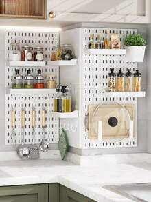 مجموعة كاملة من حوائط مثقبة على شكل طبق، حوائط مثقبة على شكل طبق، رف تخزين لعرض الملحقات البلاستيكية بدون ثقب، حائط مدخل "اصنعها بنفسك"، خطافات، سلال، خطافات فاصلة، حائط عرض للتخزين، رف عرض متعدد الوظائف، رف عرض مدخل بلاستيكي ABS، شبكة رمادية على شكل قرص العسل، مع فتحات براغي مخفية، شاشة مفاتيح/توسعة رأسية/شاشة غرفة حاسوب/مكتب منزلي/مطبخ/استوديو/متجر عالمي، تخزين لعيد الأضحى - متعدد الألوان - مشاهدة 4