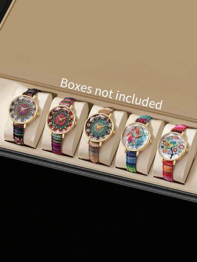 Conjunto de 5 piezas para mujer con reloj de pulsera de cuarzo de esfera digital y elegante correa