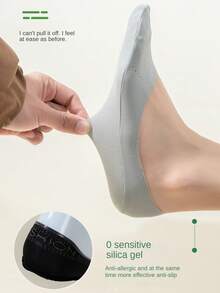 5 Pairs(Random Color) Women's Spring/Summer New Boat Socks, Anti-Slip Breathable Low-Cut Silicone Non-Slip Invisible Mesh Socks - Multicolor - View 9