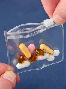 5Pcs/20Pcs Simple Transparent Zipper Pill Bag, Mini Portable Pill Bag, Suitable For Daily Carrying, Suitable For The Elderly And Children, ,Mini Transparent Zipper Storage Bag, Suitable For Storing Small Items, Earrings, Necklaces, Rings, Etc - Multicolor - View 1