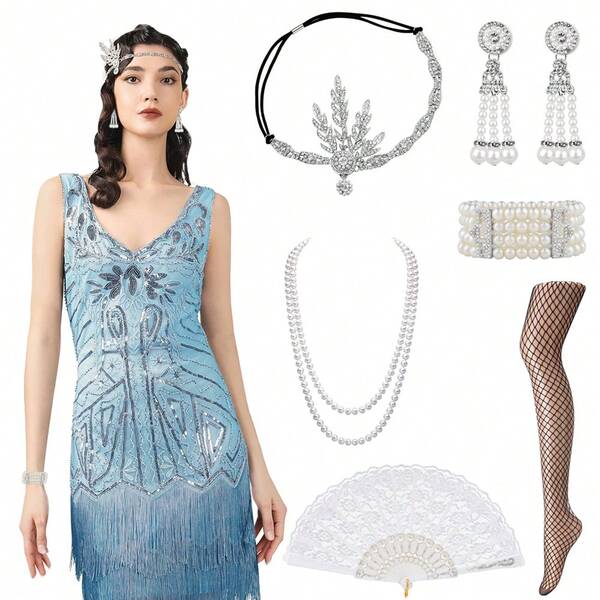 1980s Single Party Feather Headband Headdress With Rhinestones, Costume Makeup Masquerade Ball Headpiece Accessory Set For Women