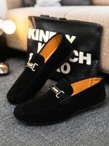 1 Pair Men's New Slip-On Loafers, Soft Sole, Black, Anti-Slip, Wear-Resistant, Plus Size, Casual