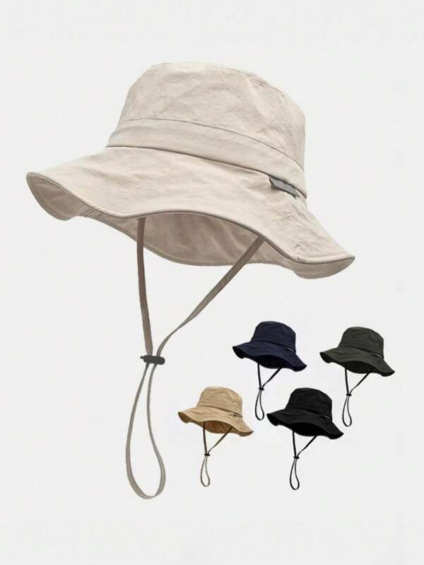 1 Pc Quick - Drying Drawstring Outdoor Sun Hat. It Is Suitable For Both Women And Men. It Is A Lightweight Hat For Mountaineering In Summer, And Can Also Be Used As A Fisherman's Hat To Protect From The Sun.
