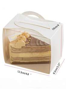 5pcs/Set White Transparent Window Cake Boxes With Base, Two Shapes Available, Material, Suitable For Cake Shops, Dessert Shops, Household Use, Gift Packaging, Great Cake Packaging Box (No Stickers Included)