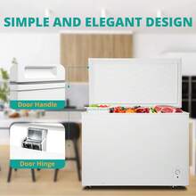 Smad 10 Cubic Foot Large Cryogenic Freezer With Lock And 1 Detachable Basket, 4 Wheels, 7-Speed Adjustable Thermostat, Low Noise, Garage For Home And Kitchen Use, White - US B Type Plug(110-127V) - View 3