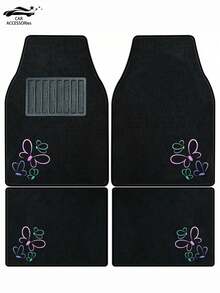 Set de 4 alfombrillas de coche con diseño de mariposa - Alfombrillas de interior de coche premium, bordadas antideslizantes y duraderas, aplicables a protectores de asiento y tapizado interior, accesorio universal para coche - Multicolor - Ver 12