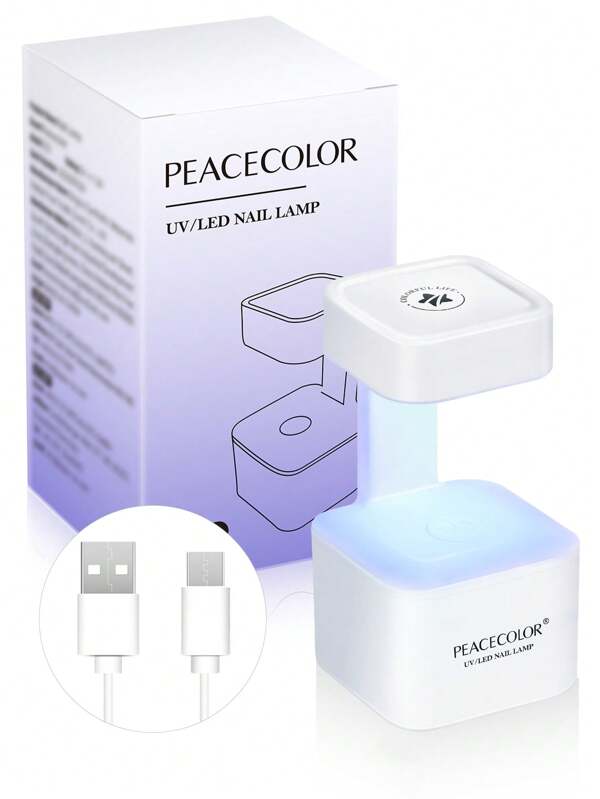 peacecolor Mini UV/LED Nail Lamp For 4 Beads USB Q-Shaped Curing UV/LED Light With 2 Timer Modes For Long Or Short Nails For Women DIY Nail Art Salon Portable For Travel