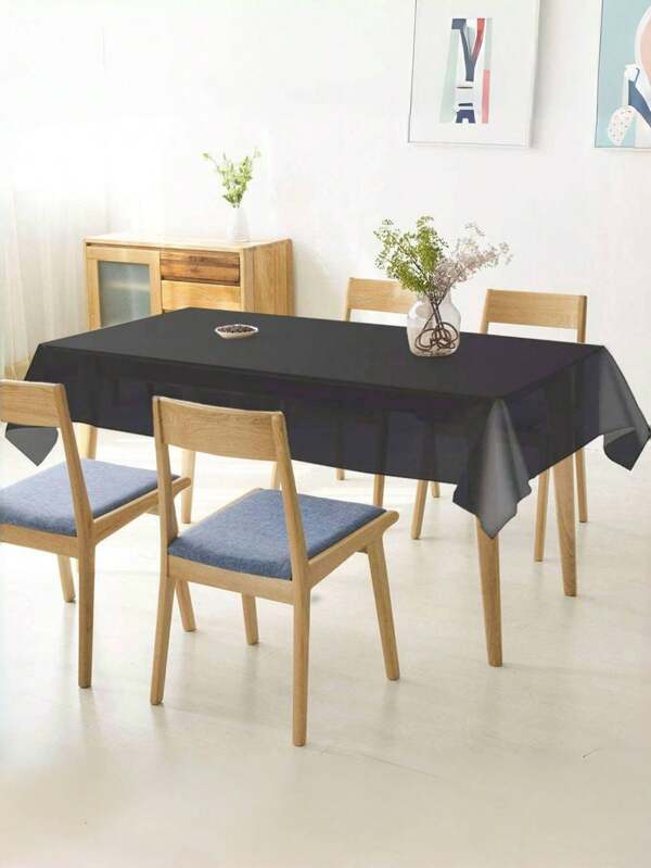 6pcs Disposable Tablecloths Plastic Rectangular Table Cover, Party Protective Table Cover, Disposable Stain-Resistant Tablecloths For Spring And Summer Indoor Or Outdoor Parties Birthday Weddings Picnics Etc(Black)