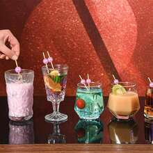 200/100/50/10件仿珍珠水果串、竹签、花签、水果棒、创意艺术牙签、鸡尾酒装饰竹签、蛋糕和汉堡艺术叉，适用于饮料装饰和甜点（生日、婚礼派对用品、礼物）、圣诞礼物、学校用品 - 粉色 - 查看 7