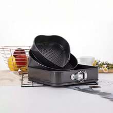 1 molde para hornear pasteles, molde para pasteles de embrión, molde de fondo móvil, molde para pasteles caseros antiadherente, molde de fondo plano para hornear en casa. - Forma de corazón 24,5cm - Ver 6