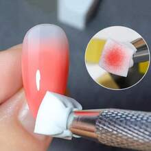 50pcs Mini Sponge Blocks With 1pc Gripper, Manicure Nail Painting Gel Ombre Coloring Sponge Gradient Nail Gel Polish Tools,Nail Supplies,Nail Tools,Nail Art Tools,Back To School,Nails,Nail Tools For Press On Nails - White - View 5