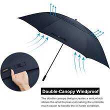 G4Free 80 Inch Huge Large Oversize Golf Umbrella Double Canopy Vented Windproof Stick Umbrellas, 6.6 Ft Heavy Duty For Outdoor Doorman Family - Navy Blue - View 5