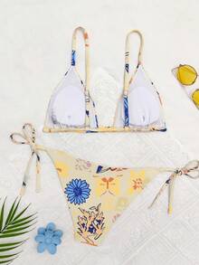 Multi-Color Butterfly Print 2pcs Bikini Set, For Summer Beach Vacation,Removable Swimwear Pads,Swimsuit,Summer Dresses For Women,Summer Clothes Women,Festival,Skirts,Ibiza Outfits,Swimwear Women,Bikini Set,Swimming Costume Women,Beach Wear Women,Holiday Co Ord,Beach Dress,Bikinis For Women Sets - Multicolor - View 2