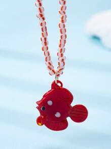 1 peça de colar com contas de vidro feitas à mão, pingente de estrela do mar, peixe-marinho e golfinho, joia estilo praia (formato e cor podem variar)