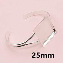 1 pièce Monture de bracelet manchette adaptée pour cabochons carrés de 20 mm et 25 mm, base de réglage couleur argent, accessoires de fabrication de bijoux DIY