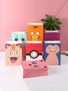 pokemon 1/7pcs Pokémon Cute Cartoon Square Bottom Bag, Kraft Paper Bag, Packing Bag, Tote Bag Is An Ideal Gift For Enthusiasts, Party Lovers And Collectors, Suitable For Birthday Party Decoration. Features: Can Be Given As An Ideal Gift, A Must-Have In Summer, Suitable For Summer Parties, Birthday Parties, Christmas, Halloween, Thanksgiving Parties Or Use