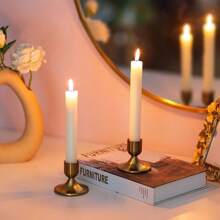 2pcs Gold Conical Candle Holders, Suitable For Tabletop Decor, Wedding Ceremony, Home Decoration, Christmas Decor, Room Decoration, Gifts