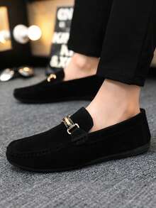 1 Pair Men's New Slip-On Loafers, Soft Sole, Black, Anti-Slip, Wear-Resistant, Plus Size, Casual