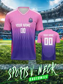 定制德国国家队足球服，男士 V 领运动 T 恤，球队俱乐部训练上衣，正面和背面印有姓名、号码和徽标，吸湿排汗透气面料，适合休闲、派对、舒适穿着、季节精选、运动户外、定制男士运动休闲服饰 - 彩色 - 查看 2