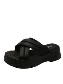 Women's Platform Wedge Heel Vacation Beach Sandals, Elegant For Party, White Ladies Flat Sandals