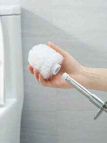 Toilet Brush And Holder Set, 2 Pieces Silicone Toilet Brush With 304 Stainless Steel Long Handle, Bathroom Toilet Brush, Ergonomic, Elegant And Durable (Black/White)Toilet Bowl Brush