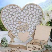 Marco de fotos de madera para libro de visitas de boda con diseño de corazones incrustados, cartel de recepción de boda con corazones, idea de libro de visitas para fiesta de cumpleaños, decoración para bodas