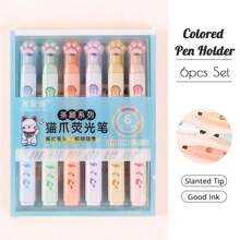 6 pezzi/confezione, evidenziatori a forma di zampe di gatto kawaii, colori pastello, pennarelli da disegno, penne fluorescenti, regalo di cancelleria, materiale scolastico carino, forniture scolastiche, ritorno a scuola