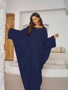 1 pezzo Abito da donna con maniche a pipistrello lunghe e hijab abbinato, adatto per uso quotidiano, abbigliamento islamico di Dubai