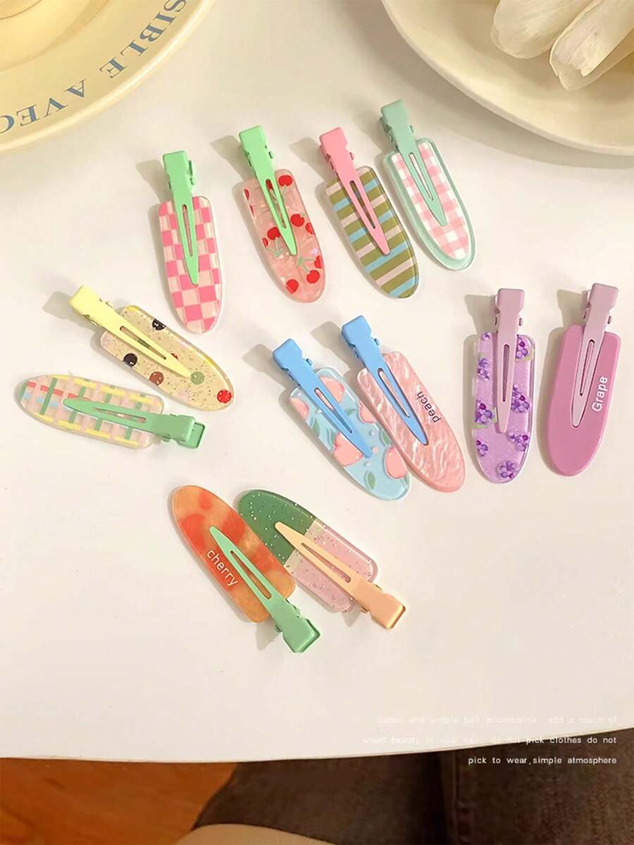 6件套甜美可爱水果造型无夹发夹，适用于女性，刘海夹，化妆夹，碎发夹，颜色随机，发饰，美发工具，美容配件，卷发发饰，秋季，旅行，美发工具，女士配饰，发饰，秋季，女士发饰，美发工具，发饰，发饰，美容配件，礼物，旅行，女士礼物，发饰，圣诞礼物，圣诞礼物，圣诞礼物，圣诞礼物，女士圣诞礼物，礼物，礼物，圣诞礼物，女士礼物，礼物，礼物，成人圣诞礼物，成人圣诞礼物，发饰，女士配饰，圣诞礼物，成人发饰，发饰，女士礼物创意，美容圣诞礼物，女士礼物，优雅爪夹 - 彩色 - 查看 1